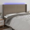 vidaXL Čelo postele s LED taupe 203 x 16 x 118/128 cm textil