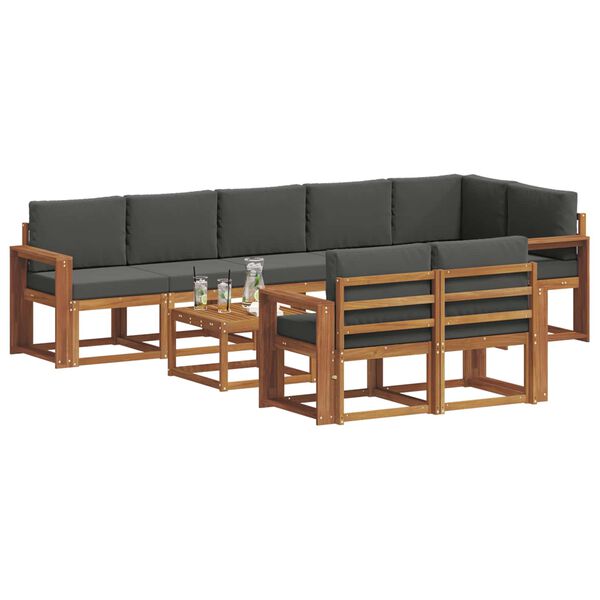 vidaXL Venkovn&iacute; pohovkov&aacute; souprava 9 pcs Přirozen&aacute; a Anthracitov&aacute;