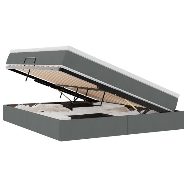 vidaXL Postel s &uacute;ložn&yacute;m prostorem a matrac&iacute; Tmavě &scaron;ed&aacute; 180 x 200 cm