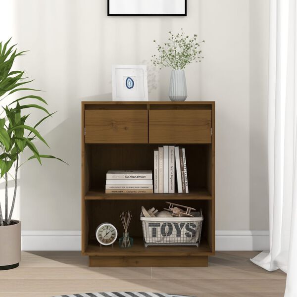 vidaXL Konzolov&aacute; skř&iacute;ňka medově hněd&aacute; 60x34x75 cm masivn&iacute; borov&eacute; dřevo