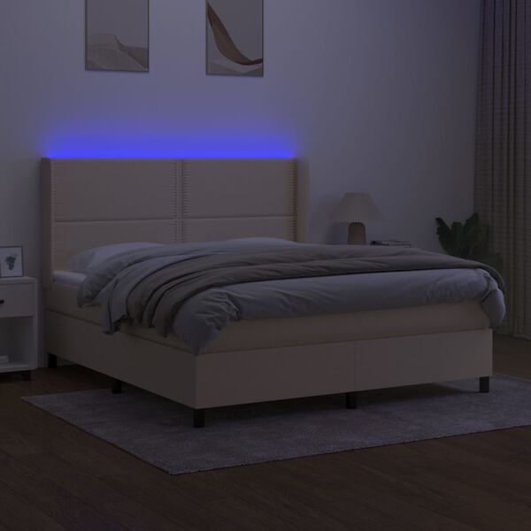 vidaXL Box spring postel s matrac&iacute; a LED kr&eacute;mov&aacute; 160x200 cm textil