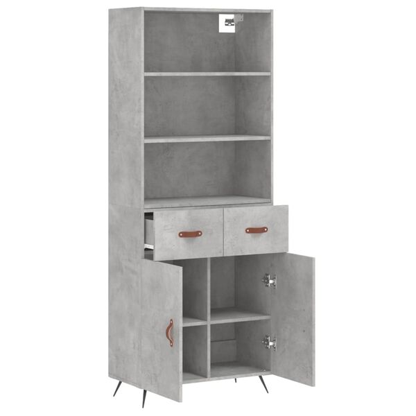 vidaXL Skř&iacute;ň highboard betonově &scaron;ed&aacute; 69,5x34x180 cm kompozitn&iacute; dřevo