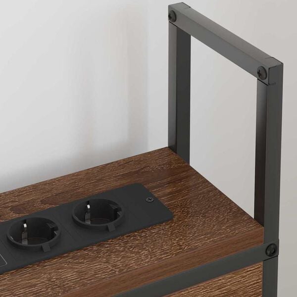 vidaXL &Uacute;ložn&aacute; hlavov&aacute; deska s nab&iacute;jec&iacute; stanic&iacute; s polic&iacute; Hněd&yacute; dub