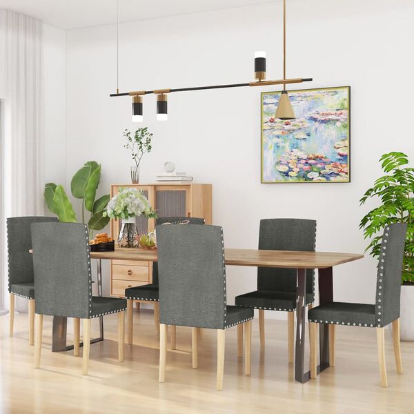 vidaXL J&iacute;deln&iacute; židle 6 ks tmavě &scaron;ed&eacute; textil