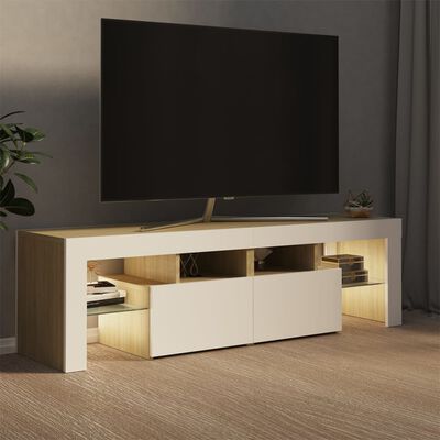 vidaXL TV skříňka s LED osvětlením bílá a dub sonoma 140x36,5x40 cm
