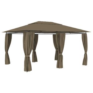 vidaXL Zahradní altán se závěsy 4 x 3 m taupe 180 g/m²