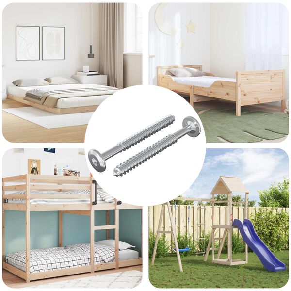 vidaXL Dřevěn&eacute; &scaron;rouby 2 pcs Stř&iacute;brn&aacute; M6 x 70 mm Ocel