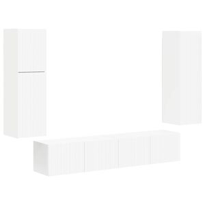 vidaXL Sestava TV skř&iacute;něk N&aacute;stěnn&yacute; 4 pcs B&iacute;l&aacute; kompozitn&iacute; dřevo