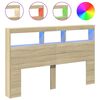 vidaXL Čelo postele s &uacute;ložn&yacute;m prostorem a LED dub sonoma 160x17x102 cm