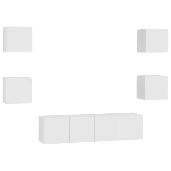 vidaXL 6d&iacute;ln&yacute; set TV skř&iacute;něk b&iacute;l&yacute; kompozitn&iacute; dřevo