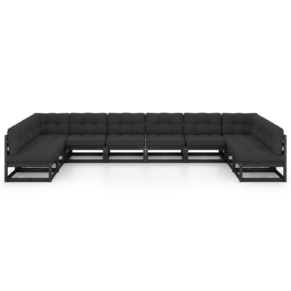 vidaXL 10d&iacute;ln&aacute; zahradn&iacute; souprava s podu&scaron;kami čern&aacute; masivn&iacute; borovice