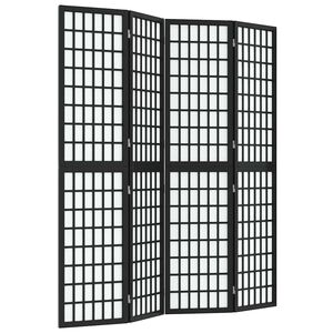 vidaXL Skl&aacute;dac&iacute; 4d&iacute;ln&yacute; parav&aacute;n v japonsk&eacute;m stylu 160 x 170 cm čern&yacute;