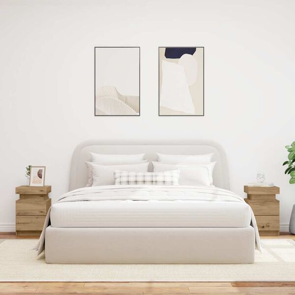 vidaXL Nočn&iacute; stolky s LED 2 ks dub artisan 35x39x55cm kompozitn&iacute; dřevo