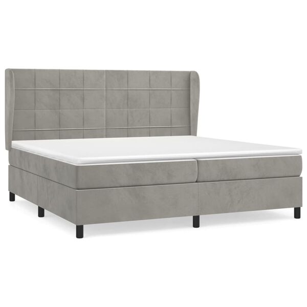 vidaXL Box spring postel s matrac&iacute; světle &scaron;ed&aacute; 200x200 cm samet
