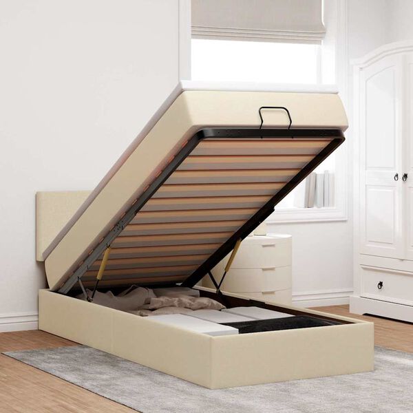 vidaXL Osmansk&yacute; r&aacute;m postele s matrac&iacute; kr&eacute;mově 80x200cm textil