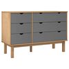 vidaXL Z&aacute;suvkov&aacute; komoda OTTA hněd&aacute; a &scaron;ed&aacute; 111x43x73,5 cm borov&eacute; dřevo