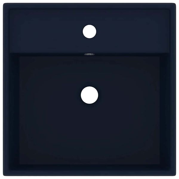 vidaXL Luxusn&iacute; umyvadlo přepad čtvercov&eacute; matn&eacute; tmavě modr&eacute; 41x41 cm
