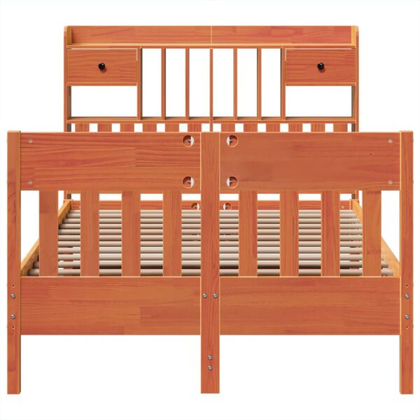 vidaXL Postel bez matrace voskově hnědá 135 x 190 cm masivní borovice