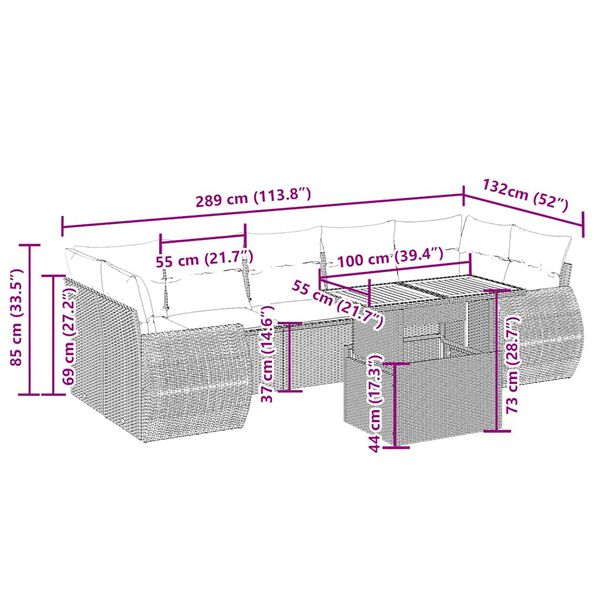 vidaXL 8d&iacute;ln&aacute; zahradn&iacute; sedac&iacute; souprava s podu&scaron;kami b&eacute;žov&aacute; polyratan