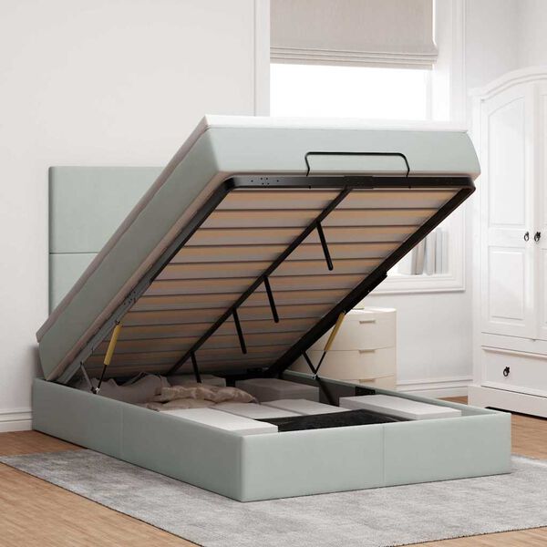 vidaXL Osmansk&yacute; r&aacute;m postele s matracemi světle &scaron;ed&aacute; 120x190 cm samet