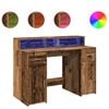 vidaXL Psac&iacute; stůl s LED světly old wood 120x55x91 cm kompozitn&iacute; dřevo