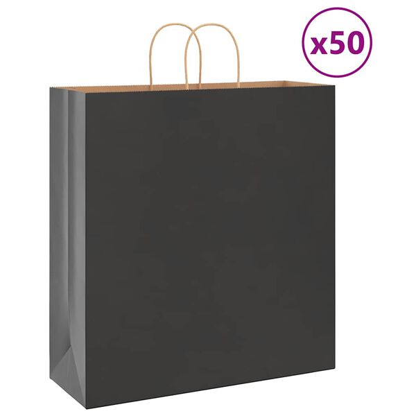vidaXL Pap&iacute;rov&eacute; ta&scaron;ky 50 ks s uchy čern&eacute; 45x17x48 cm
