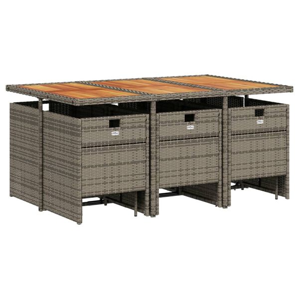 vidaXL 11d&iacute;ln&yacute; zahradn&iacute; j&iacute;deln&iacute; set s podu&scaron;kami &scaron;ed&yacute; polyratan