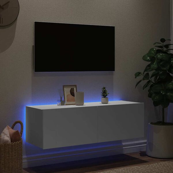vidaXL N&aacute;stěnn&aacute; TV skř&iacute;ňka s LED osvětlen&iacute;m b&iacute;l&aacute; 100 x 35 x 31 cm