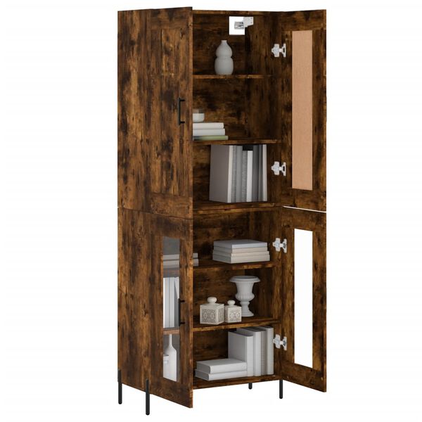 vidaXL Skř&iacute;ň highboard kouřov&yacute; dub 69,5 x 34 x 180 cm kompozitn&iacute; dřevo
