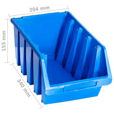 vidaXL Stohovatelné úložné zásobníky 14 ks modré plast