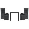 vidaXL Zahradn&iacute; j&iacute;deln&iacute; souprava s pol&scaron;t&aacute;řem 3 pcs Čern&aacute; polyratan