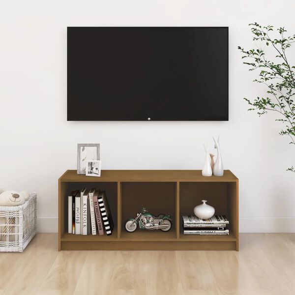 vidaXL TV stolek medově hněd&yacute; 104 x 33 x 41 cm masivn&iacute; borov&eacute; dřevo