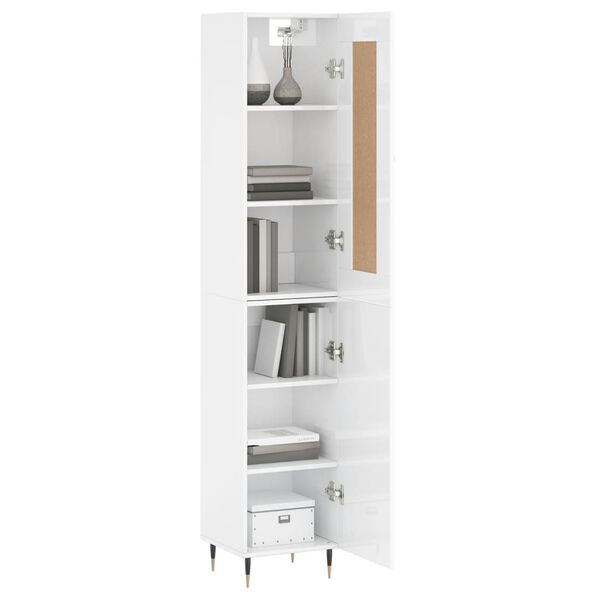vidaXL Skř&iacute;ň highboard b&iacute;l&aacute; s vysok&yacute;m leskem 34,5x34x180 cm kompozit