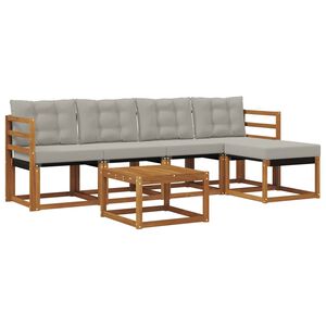 vidaXL Venkovn&iacute; pohovkov&aacute; souprava 6 pcs Př&iacute;rodn&iacute; a světle &scaron;ed&aacute;