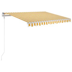 vidaXL Automatick&aacute; mark&yacute;za LED a senzor větru 300 x 250 cm žlut&aacute;/b&iacute;l&aacute;