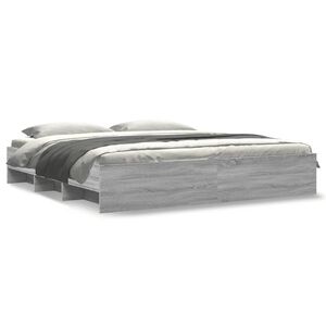 vidaXL R&aacute;m postele &scaron;ed&yacute; sonoma 200 x 200 cm kompozitn&iacute; dřevo