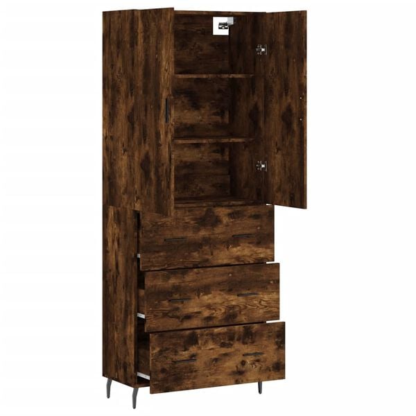 vidaXL Skř&iacute;ň highboard kouřov&yacute; dub 69,5 x 34 x 180 cm kompozitn&iacute; dřevo