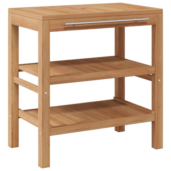 vidaXL Koupelnová skříňka ze dřeva teak a umyvadlo z říčního kamene