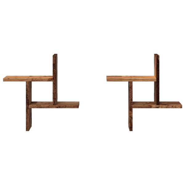 vidaXL N&aacute;stěnn&eacute; police 2 ks old wood 38 x 12 x 38 cm kompozitn&iacute; dřevo