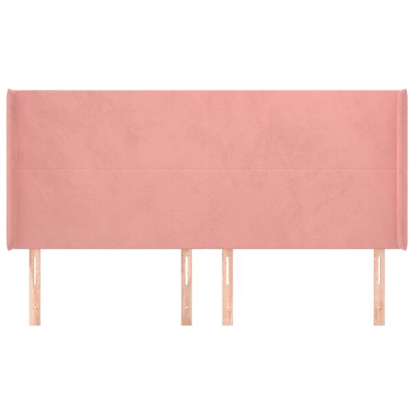 vidaXL Čelo postele typu u&scaron;&aacute;k růžov&eacute; 183x16x118/128 cm samet