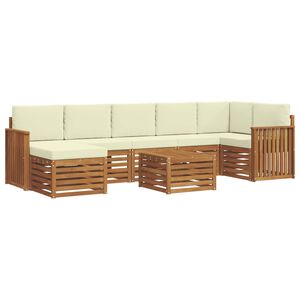 vidaXL Rohov&aacute; sofa sada s pol&scaron;t&aacute;řem 8 pcs Přirozen&aacute; a Kr&eacute;mov&aacute;