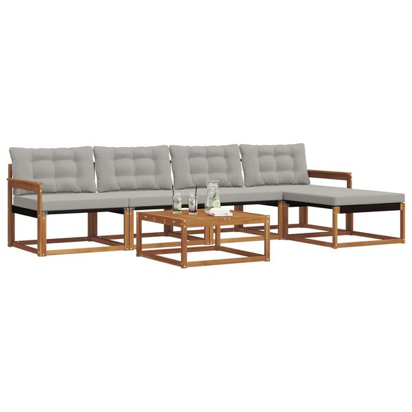 vidaXL Venkovn&iacute; pohovkov&aacute; souprava 6 pcs Př&iacute;rodn&iacute; a světle &scaron;ed&aacute;