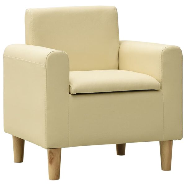 vidaXL Dětsk&aacute; sedačka kr&eacute;mově b&iacute;l&aacute; uměl&aacute; kůže