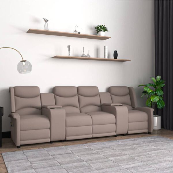 vidaXL 4m&iacute;stn&eacute; mas&aacute;žn&iacute; polohovac&iacute; křeslo s drž&aacute;ky n&aacute;pojů taupe