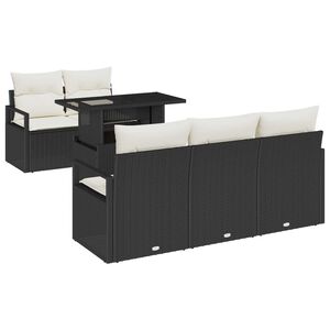 vidaXL Sada zahradn&iacute;ch pohovek s pol&scaron;t&aacute;řem 6 pcs Čern&aacute; Poly ratan