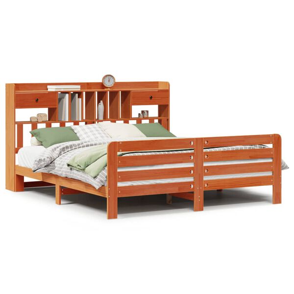 vidaXL Postel s knihovnou bez matrace 200 x 200 cm masivn&iacute; borovice