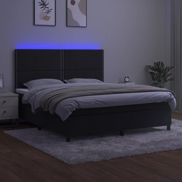 vidaXL Box spring postel s matrac&iacute; a LED čern&aacute; 160x200 cm samet