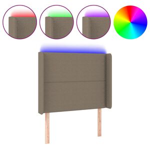 vidaXL Čelo postele s LED taupe 93 x 16 x 118/128 cm textil