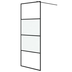 vidaXL Sprchov&aacute; z&aacute;stěna walk-in čern&aacute; 80x195 cm napůl ml&eacute;čn&eacute; ESG sklo