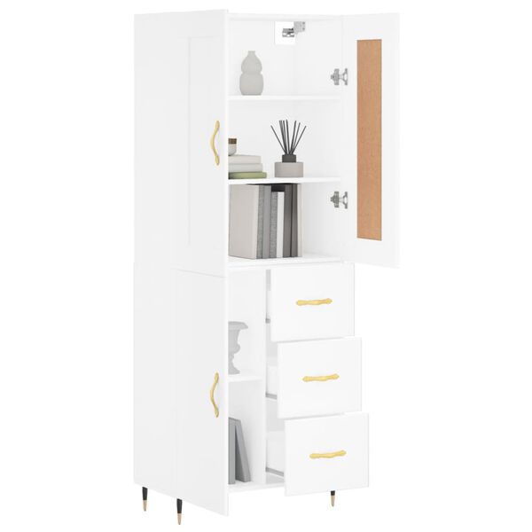 vidaXL Skř&iacute;ň highboard b&iacute;l&aacute; 69,5 x 34 x 180 cm kompozitn&iacute; dřevo